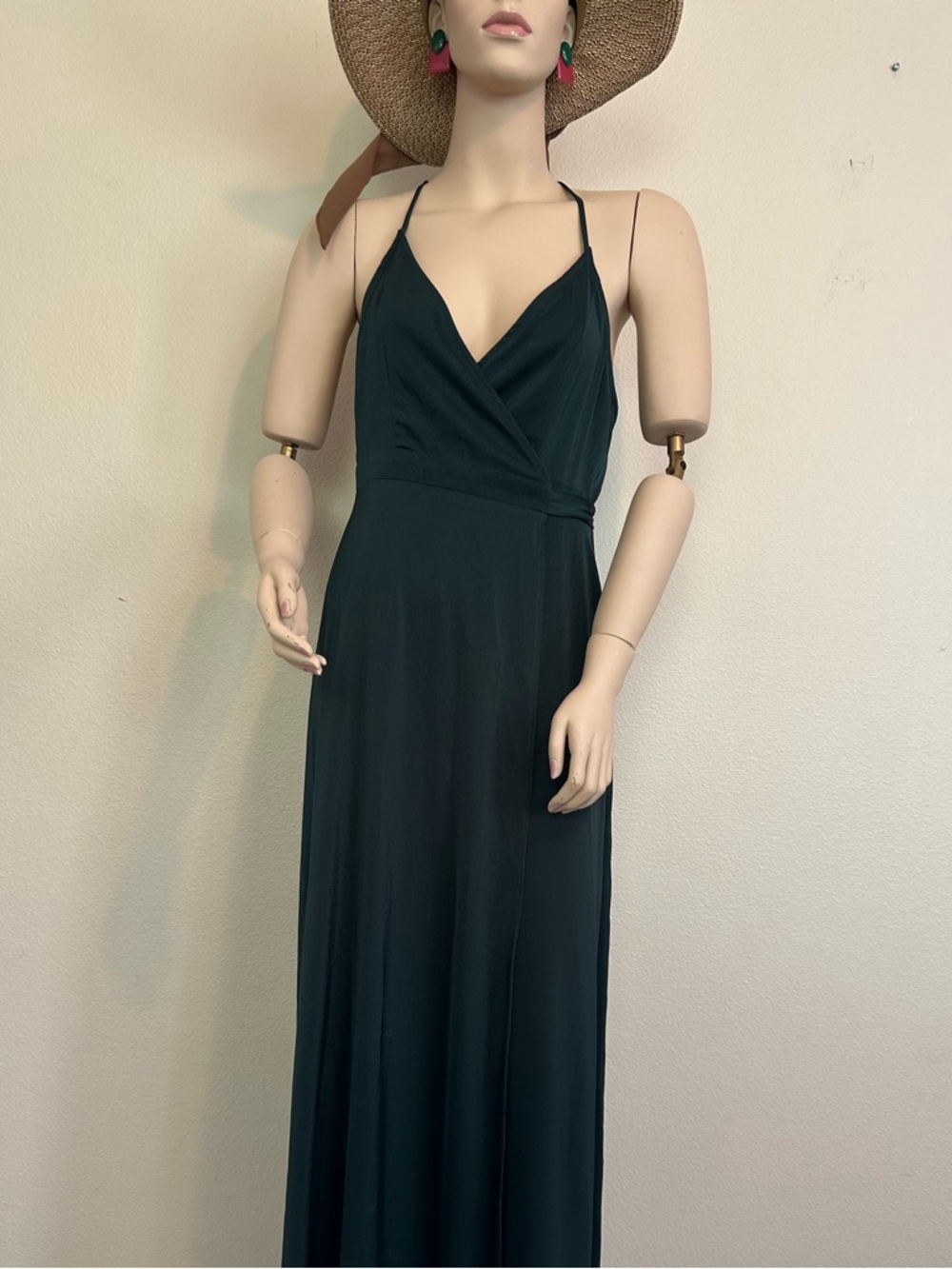 Forever 21 Dark Green Maxi Wrap Dress with Slit Size M - Picture 7 of 7